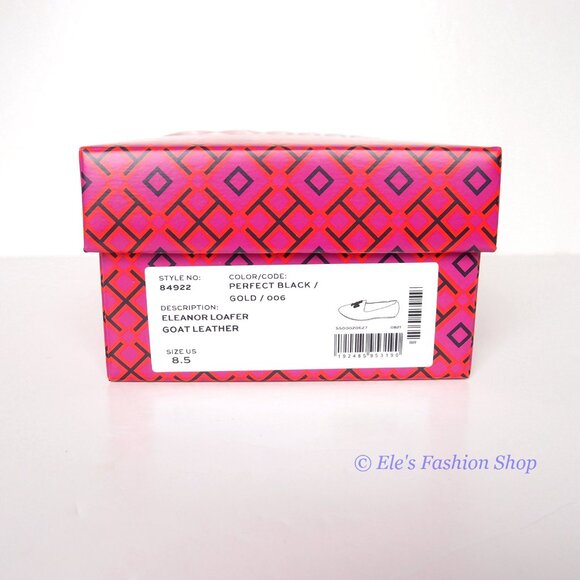❤️NIB Tory Burch Eleanor Loafer Leather Flat BLACK Gold US 7 7.5 8 8.5 9 9.5 10 - Picture 5 of 16